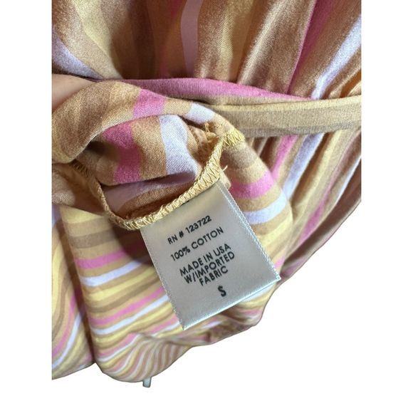 Xirena Drue‎ Midi Pink Tan Short Sleeve Cotton Tie Dress Size Small Women's - Picture 9 of 10